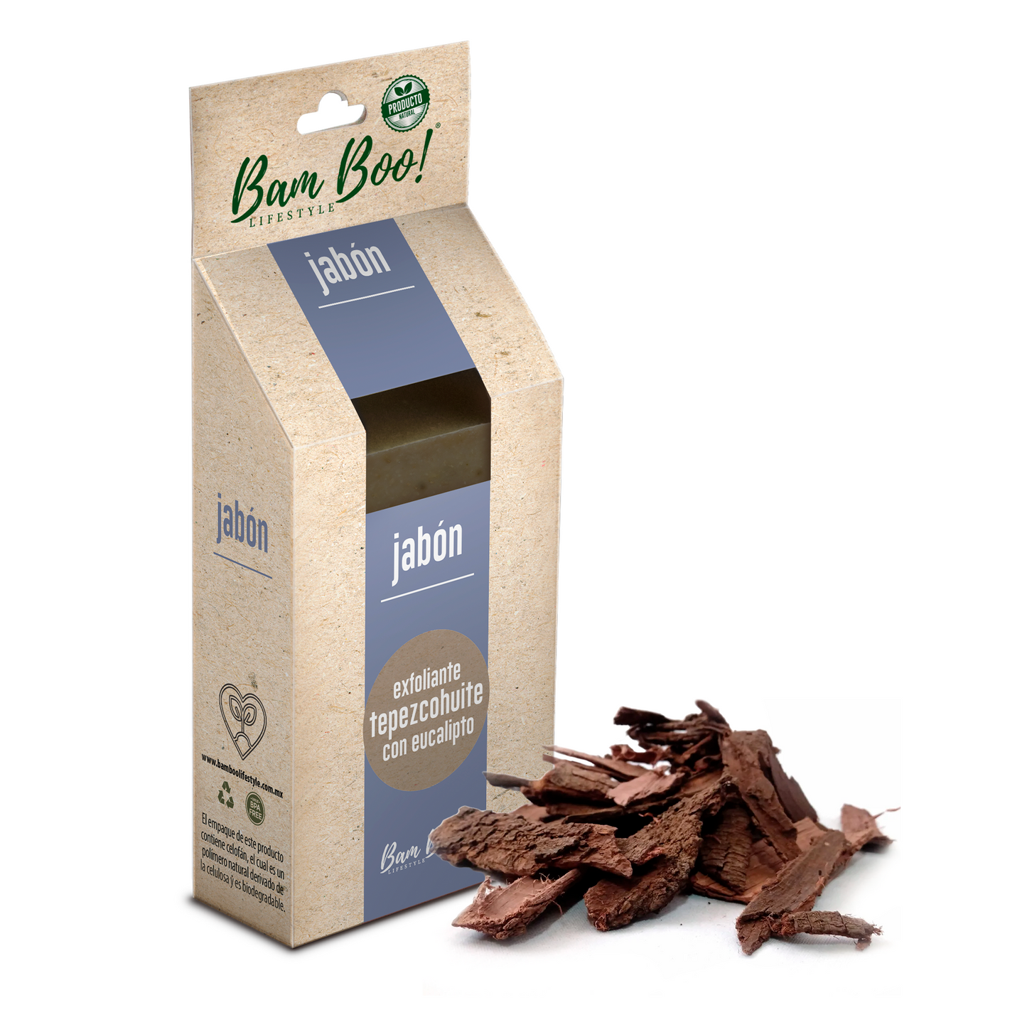 Jabón Exfoliante Tepezcohuite Eucalipto 100 g Bam Boo! Lifestyle