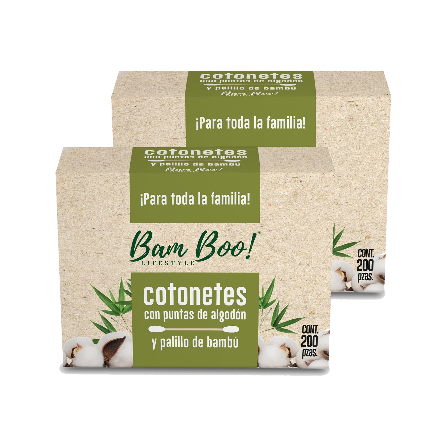 Cotonetes De Bambú Hisopos Algodón 200 Pz Bam Boo! Lifestyle