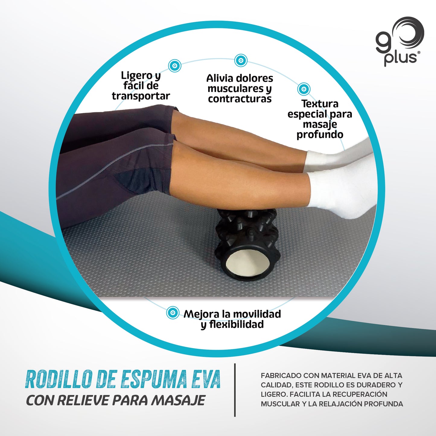 Rodillo De Espuma Eva Go Plus Relieve Masaje Muscular Roller