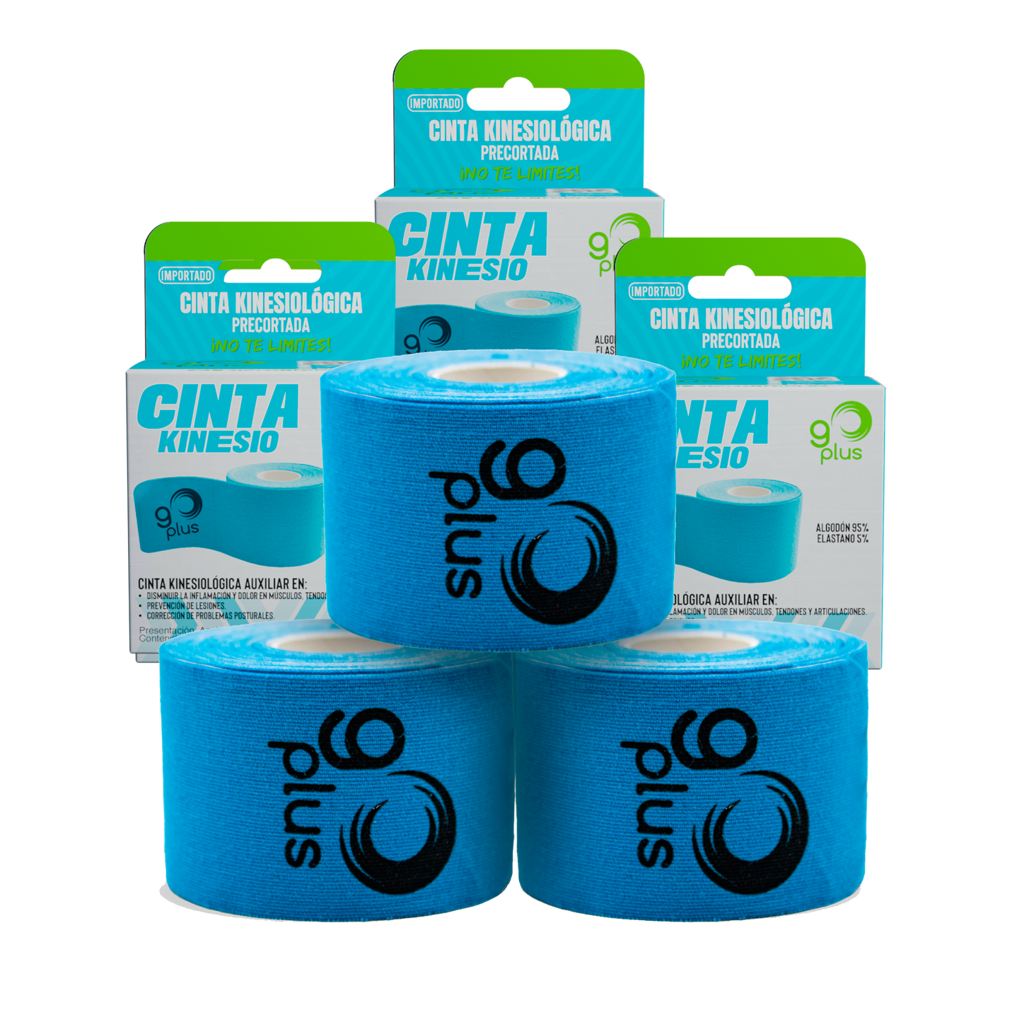 Cinta Kinesiologica Azul 5 m Precortada Go Plus