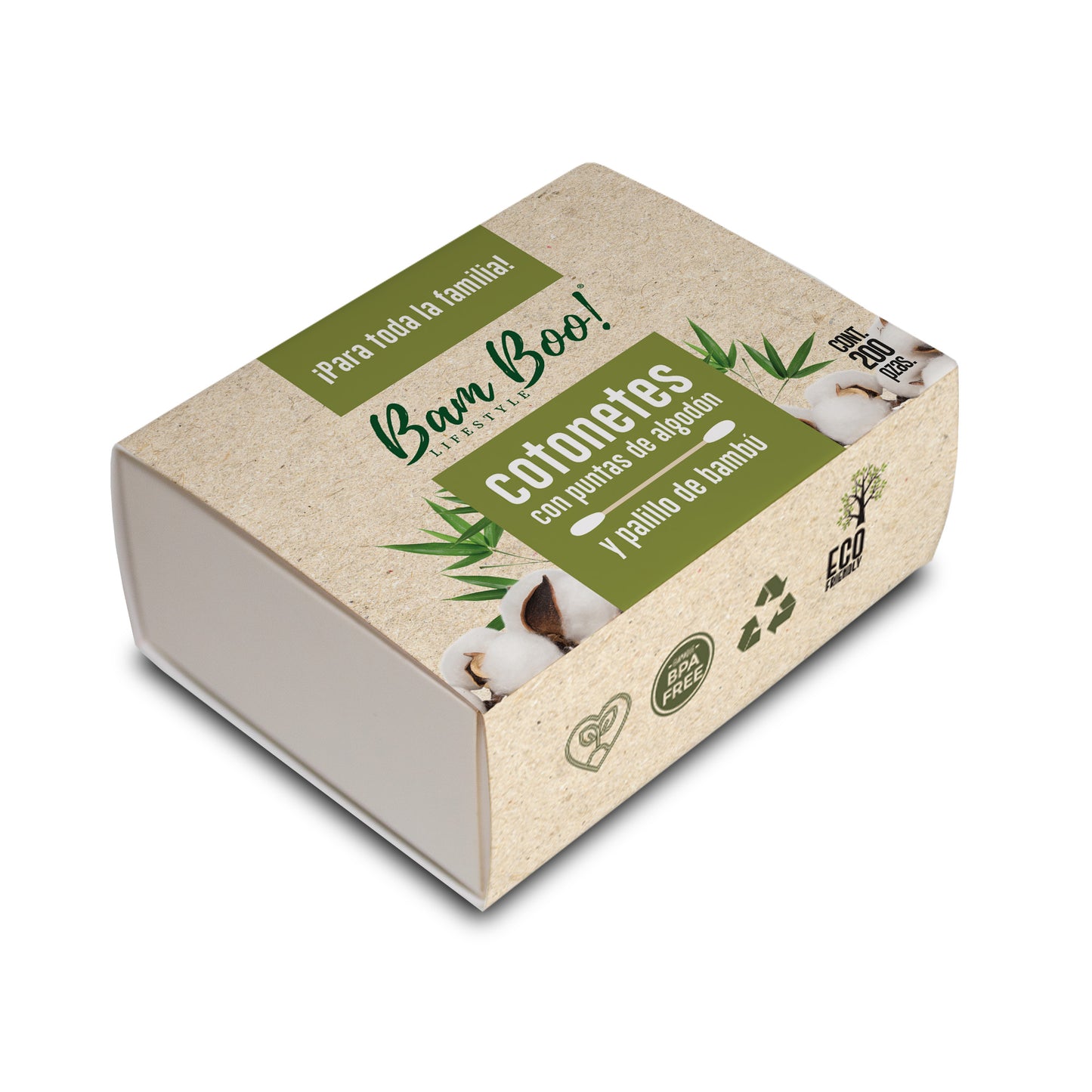 Cotonetes De Bambú Hisopos Algodón 200 Pz Bam Boo! Lifestyle