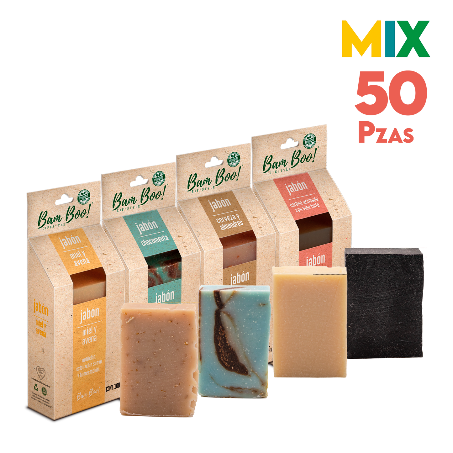 50 Pack Mix Jabones 100 G Mayoreo Bam Boo! Lifestyle