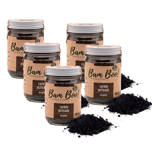 5 Pack Carbón Activado Coco Polvo Vegetal 40 G Combos Bam Boo! Lifestyle