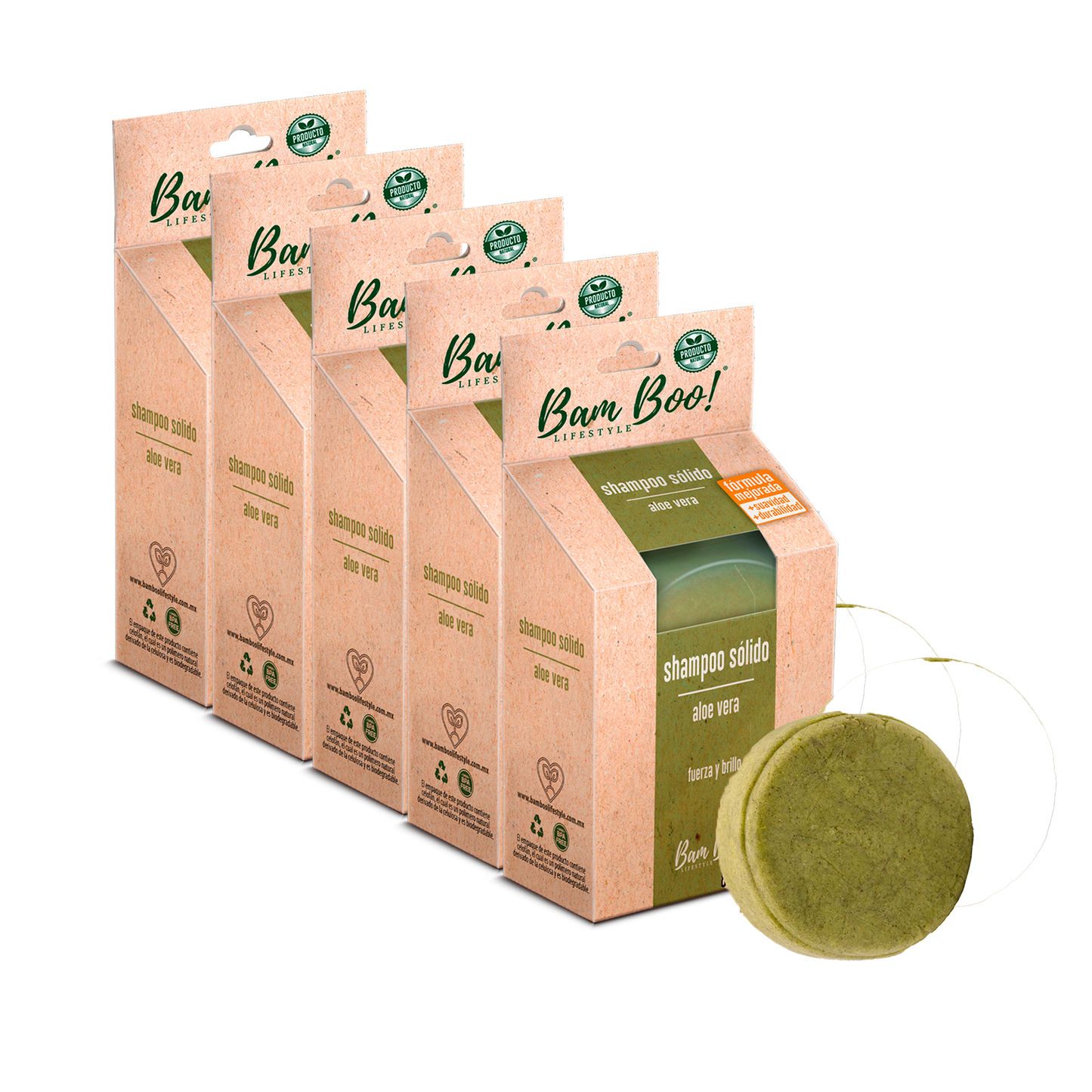 5 Pack Shampoo Sólido Artesanal Aloe Vera 80 Gr Combos Bam Boo! Lifestyle