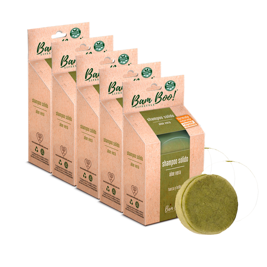 5 Pack Shampoo Sólido Artesanal Aloe Vera 80 Gr Combos Bam Boo! Lifestyle