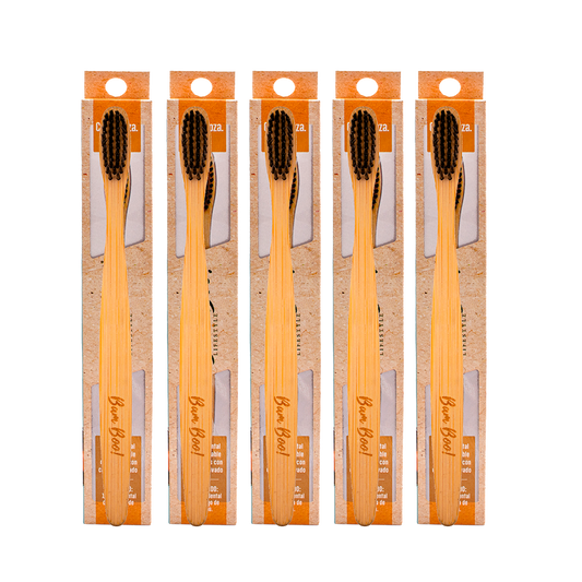 5 Pack Cepillo De Dientes Bambú Cerdas De Carbón Activado Combos Bam Boo! Lifestyle