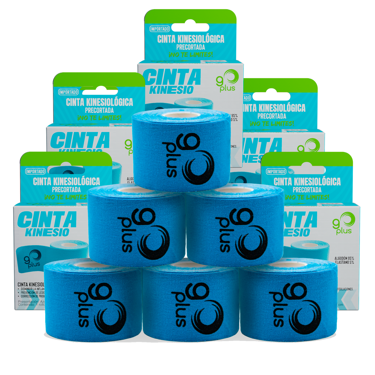Cinta Kinesiologica Azul 5 m Precortada Go Plus