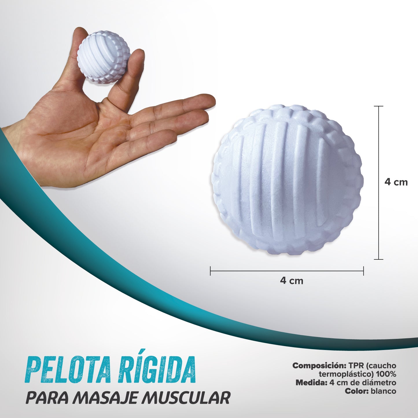 Pelota Blanca Rígida Para Masaje Muscular Go Plus Nódulos