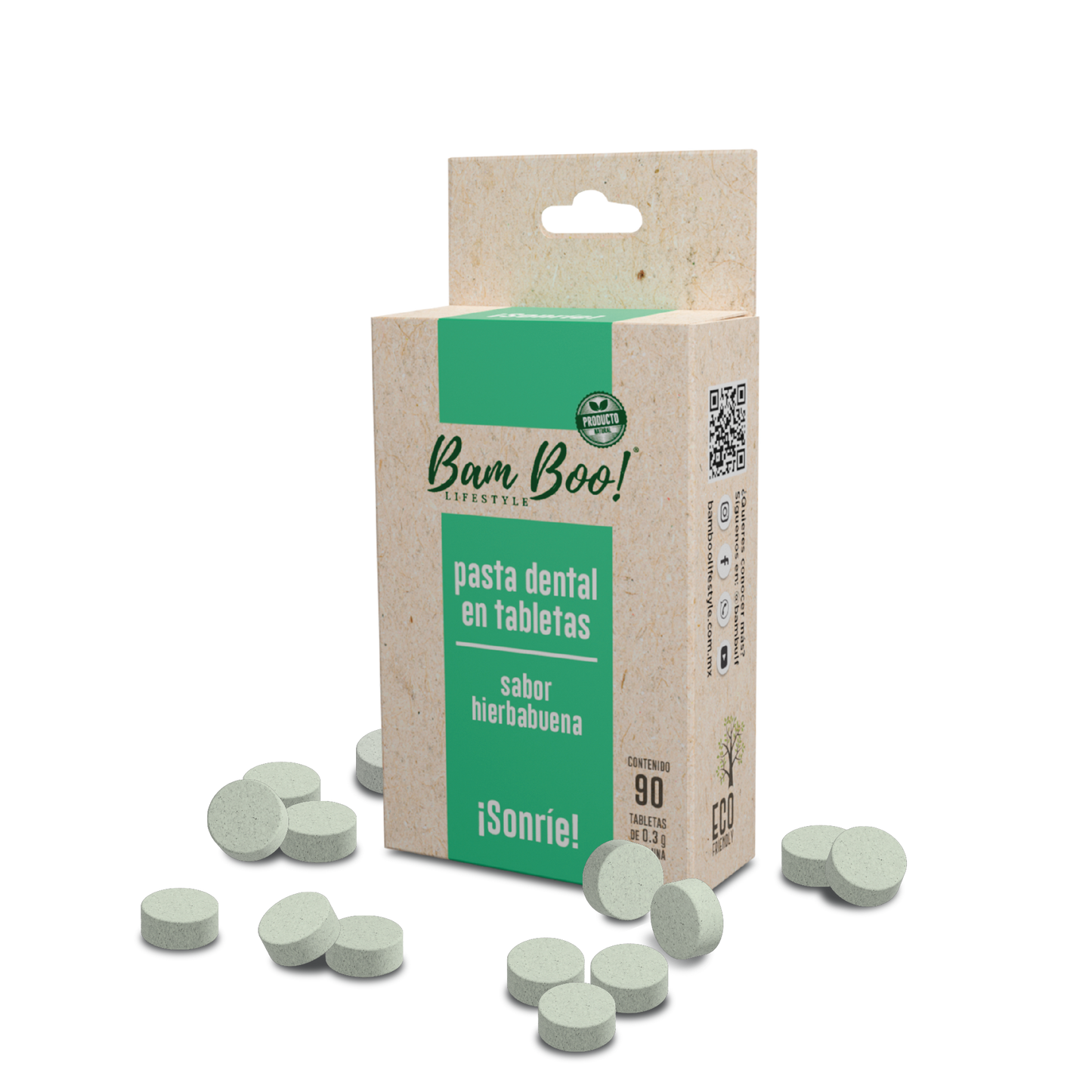 5 Pack Pasta Dental Sólida Hierbabuena 90 Tabletas Comanda Bam Boo! Lifestyle