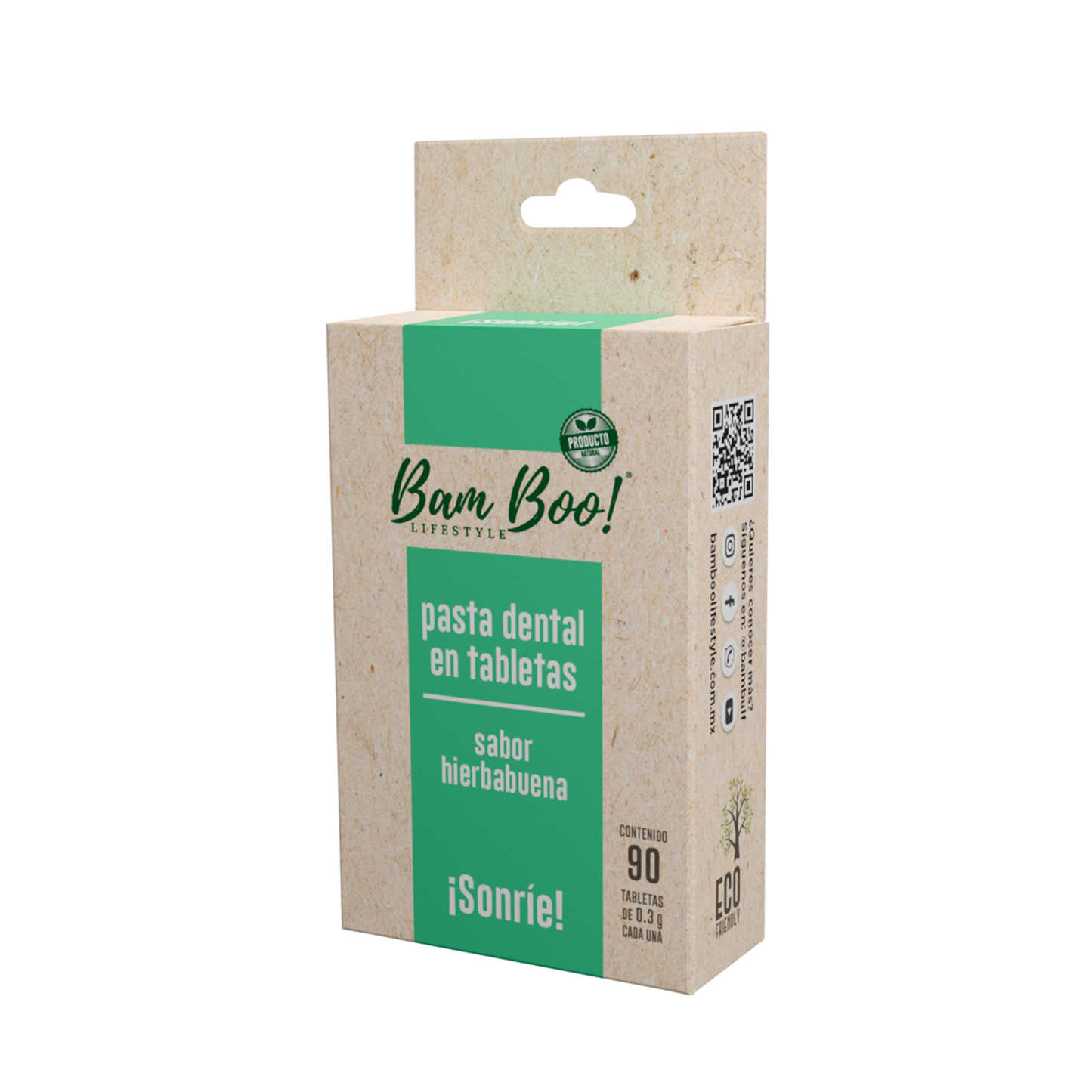 Pasta Dental Sólida de Hierbabuena 90 Tabletas Bam Boo! Lifestyle