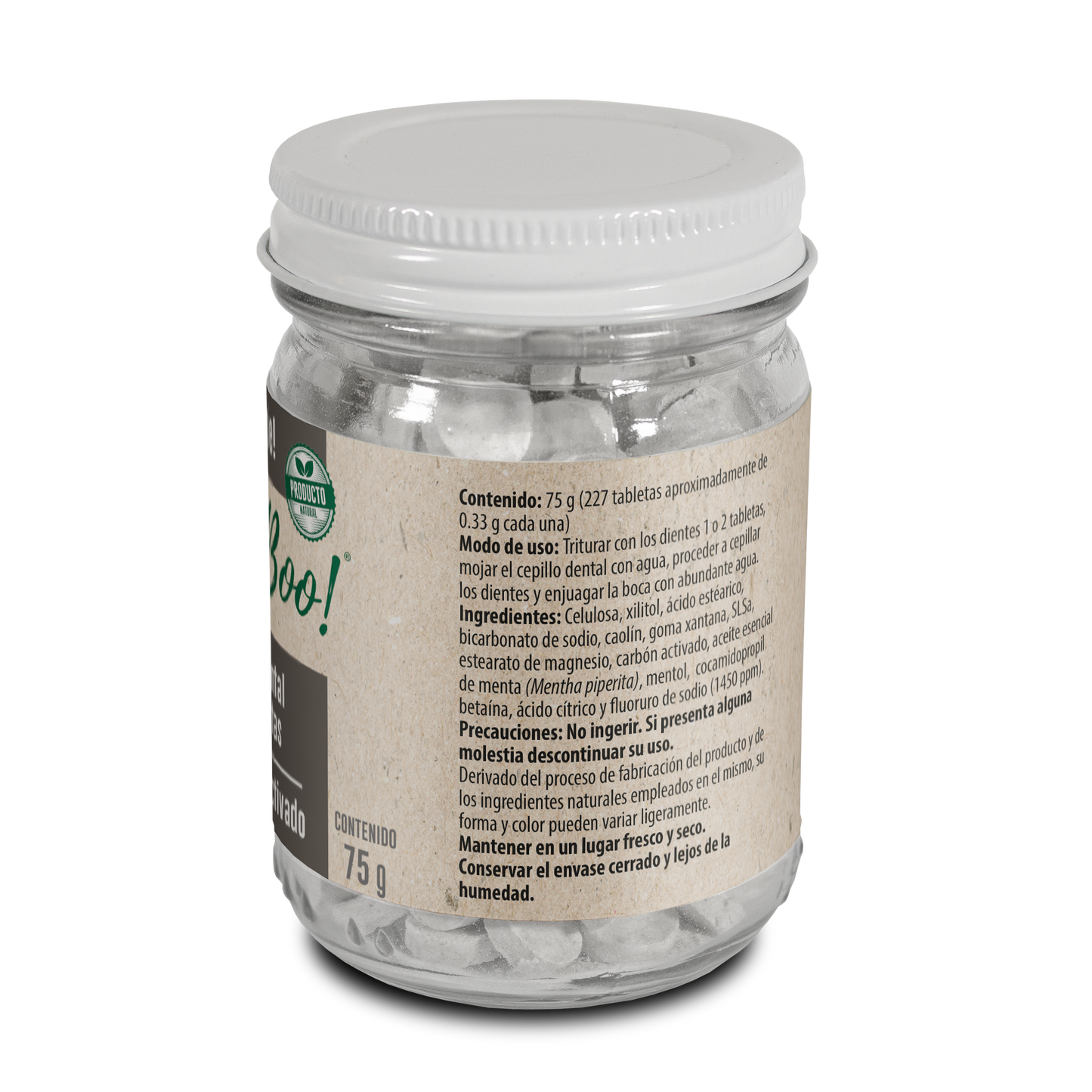 Frasco de Pasta Dental Sólida 75g Bam Boo! Lifestyle | Carbón Activado