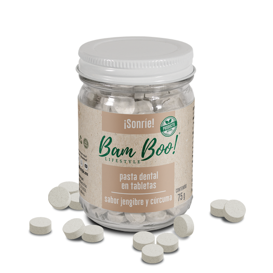 Frasco Pasta Dental Sólida Sabor Jengibre y Cúrcuma Sin Flúor 75 Gr Bam Boo! Lifestyle