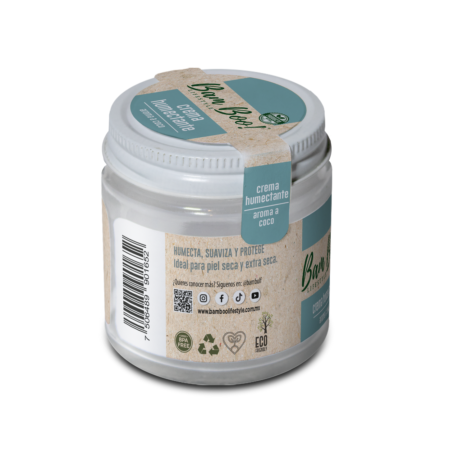 Crema Humectante Natural Aroma a Coco para Cara y Cuerpo 100 g Bam Boo! Lifestyle