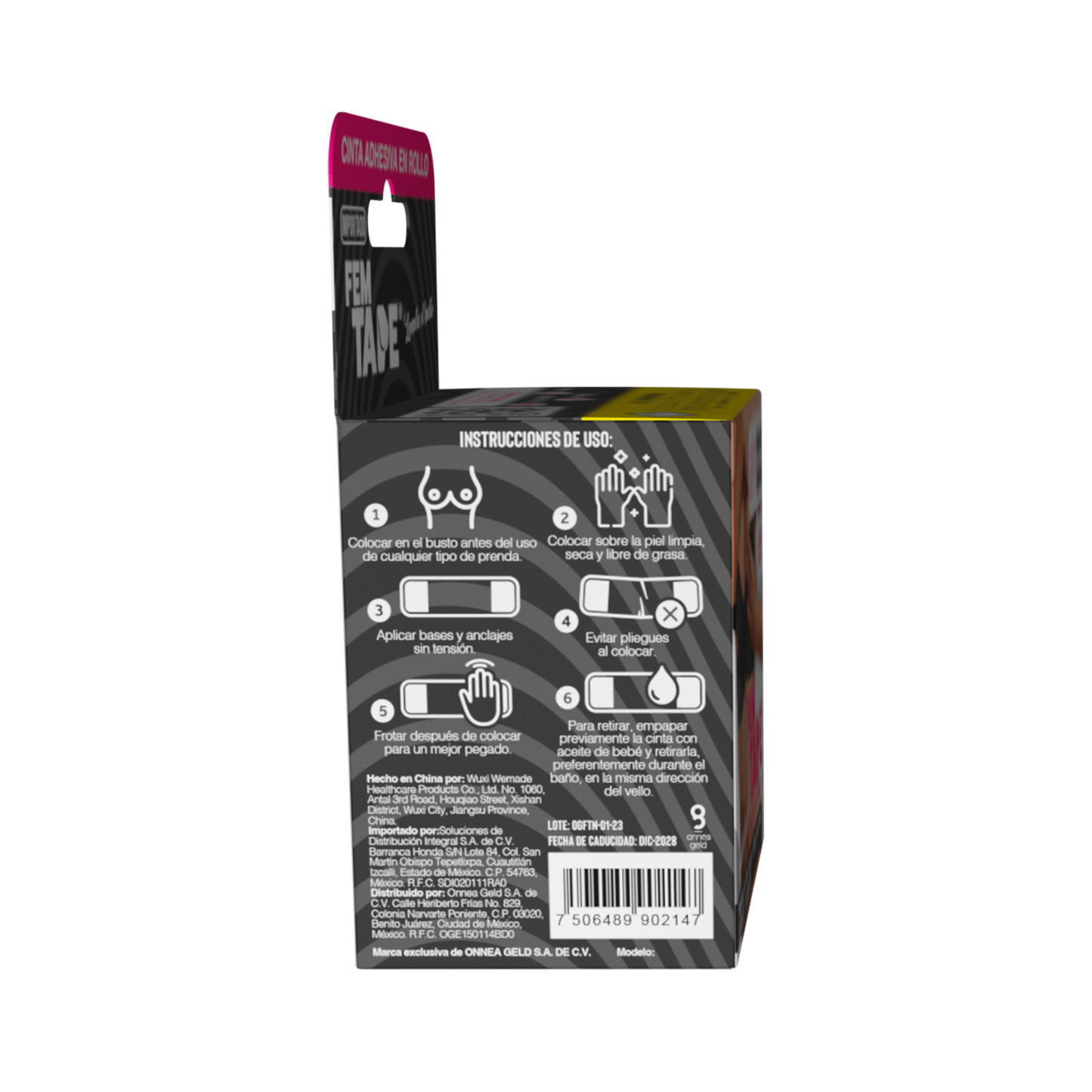 Cinta Adhesiva Para Levantamiento De Busto Color Negro Fem Tape 5 Mts