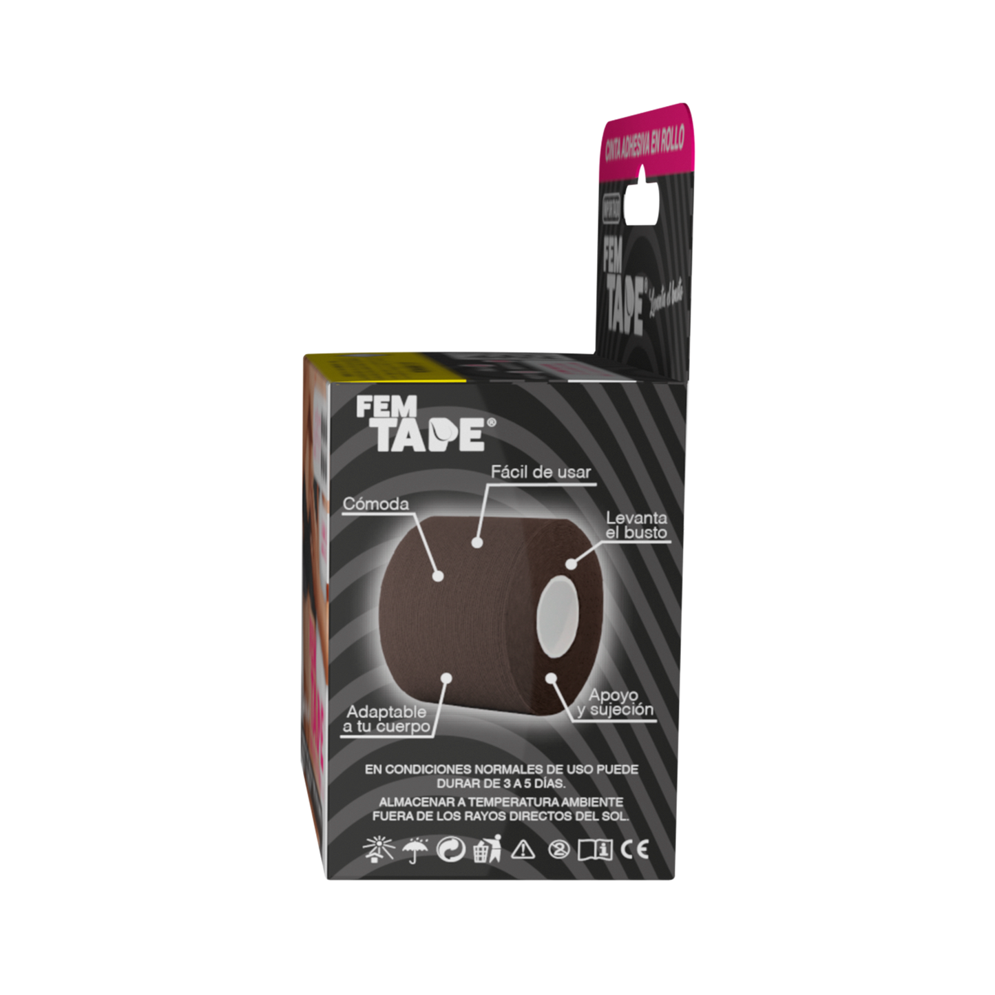Cinta Adhesiva Para Levantamiento De Busto Color Negro Fem Tape 5 Mts