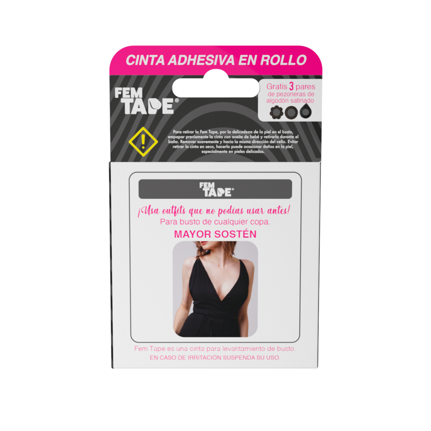 Cinta Adhesiva Para Levantamiento De Busto Color Negro Fem Tape 5 Mts