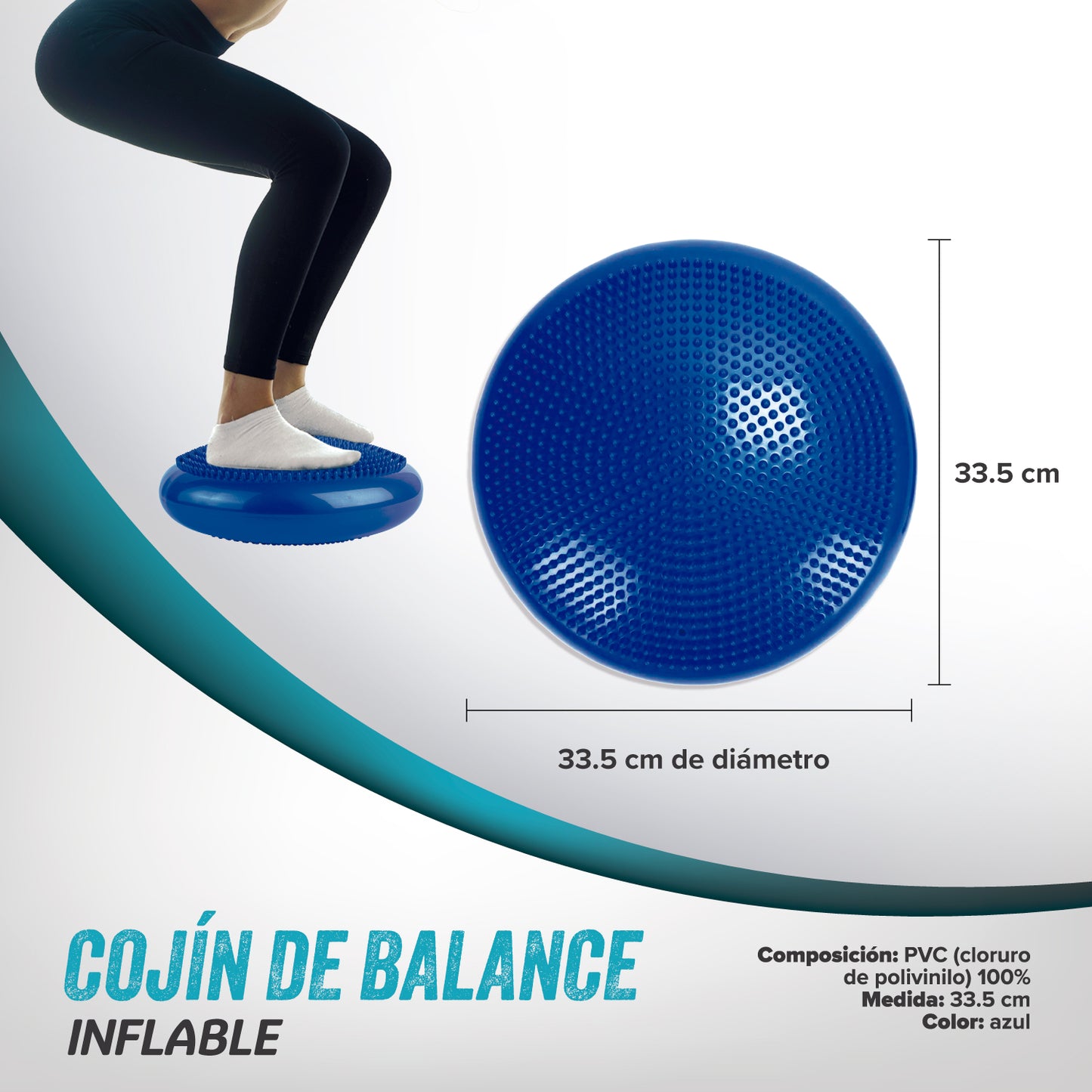 Cojín De Balance Inflable Go Plus Disco De Equilibrio Yoga y Rehabilitación