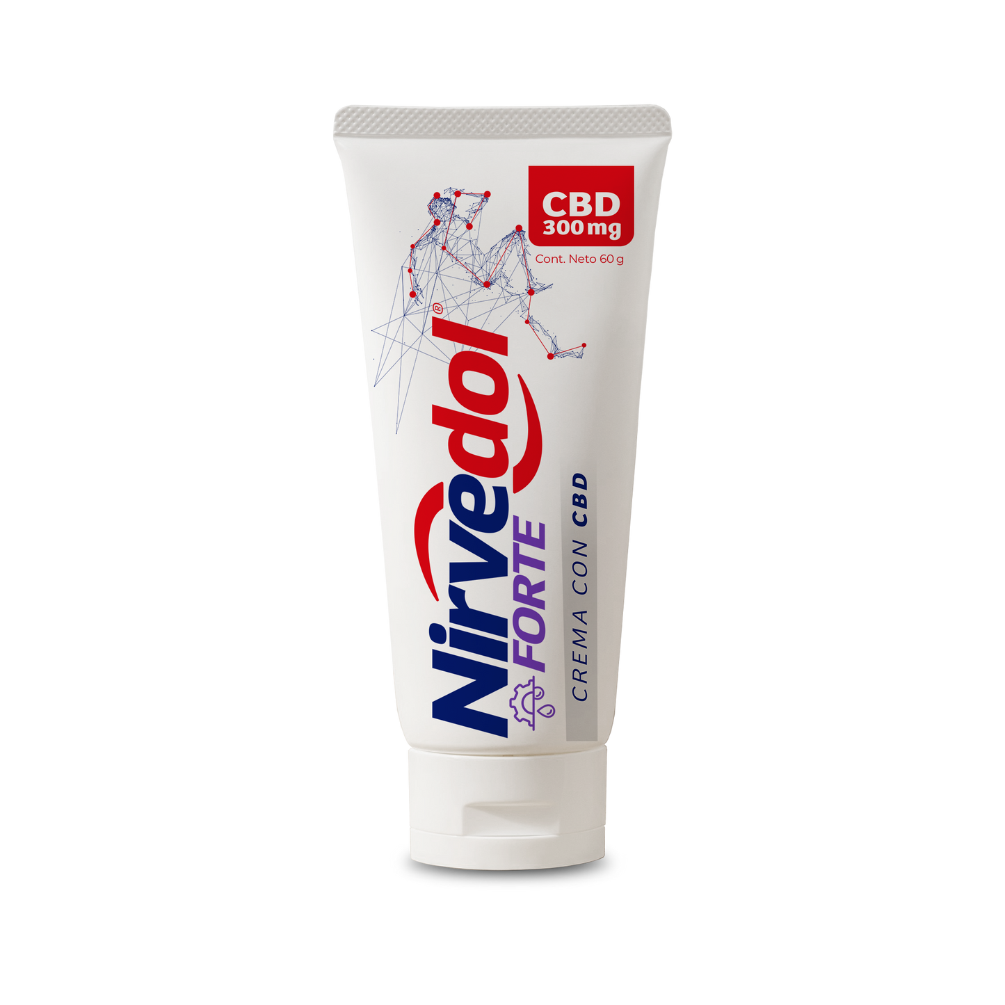 Crema Nirvedol Forte 60 g con 300 mg de CBD. Sensación dual de Alivio Muscular, con Mentol, Extracto de Chile, Árnica y Caléndula