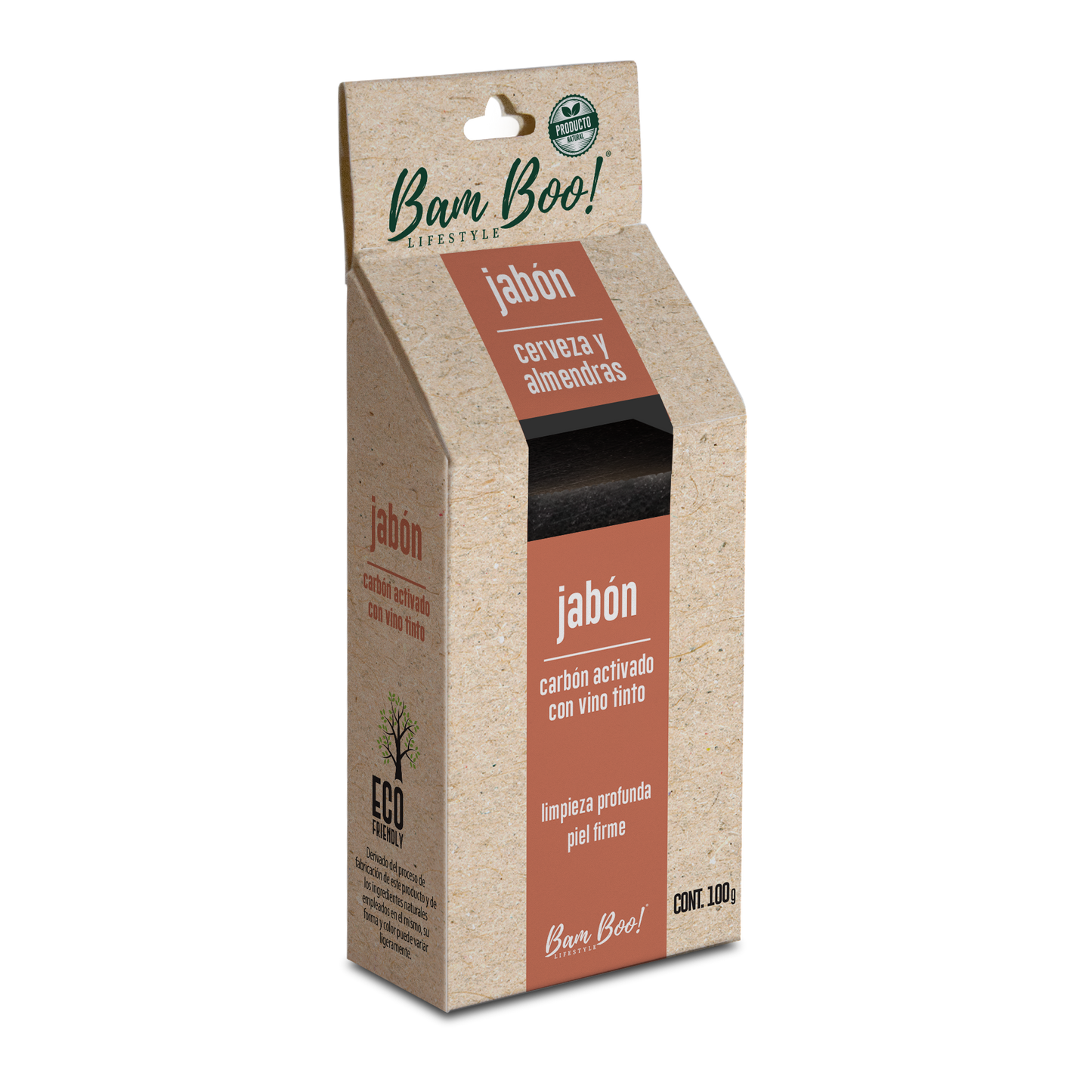 Jabon Artesanal Carbón Activado y Vino Tinto 100 g Bam Boo! Lifestyle