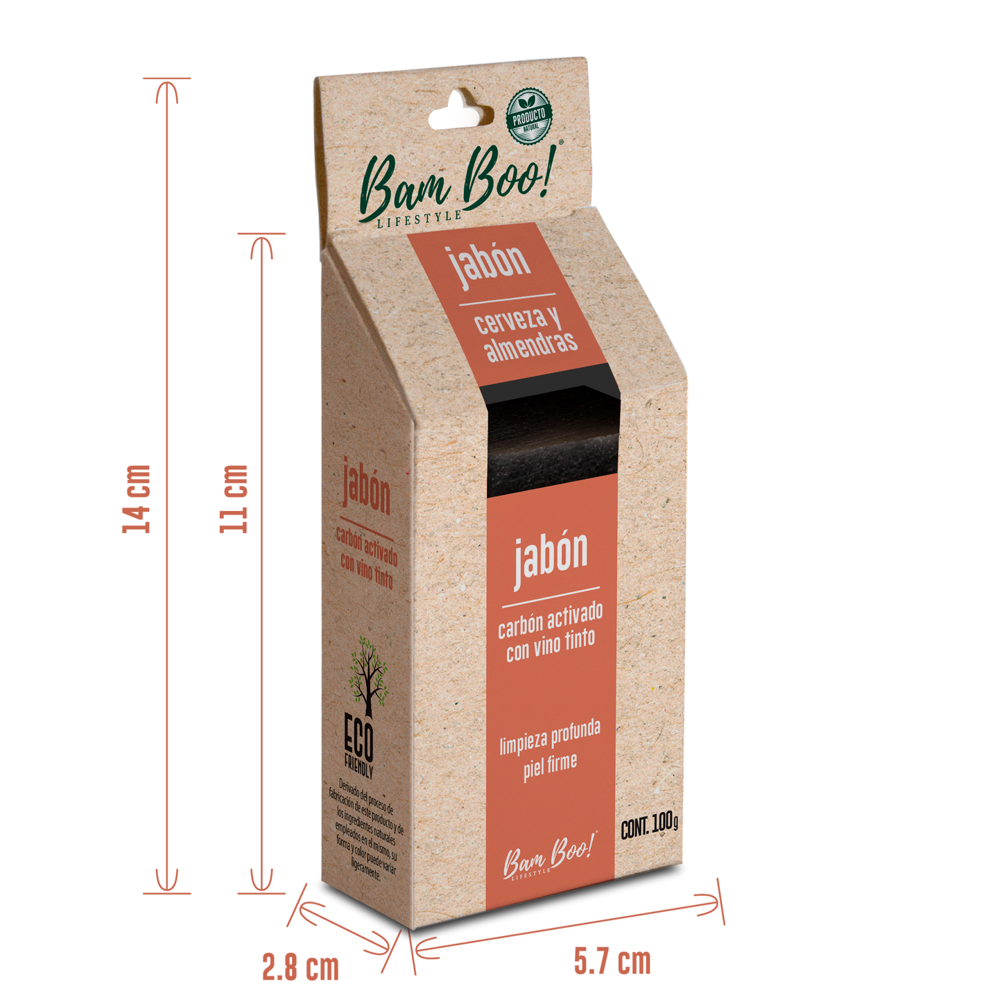 Jabon Artesanal Carbón Activado y Vino Tinto 100 g Bam Boo! Lifestyle