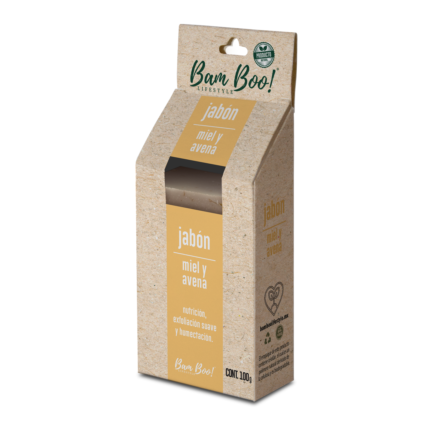 50 Pack Jabón Artesanal Natural Miel Avena 100 G Mayoreo Bam Boo! Lifestyle