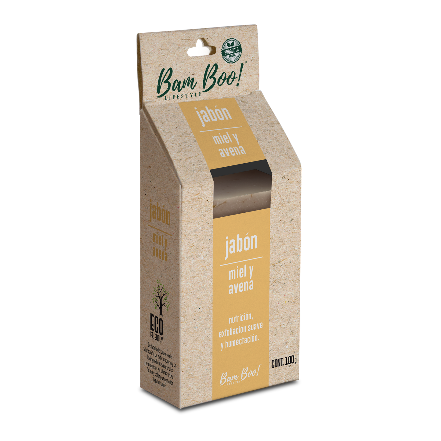 Jabón Artesanal Natural Miel Avena 100 g Bam Boo! Lifestyle