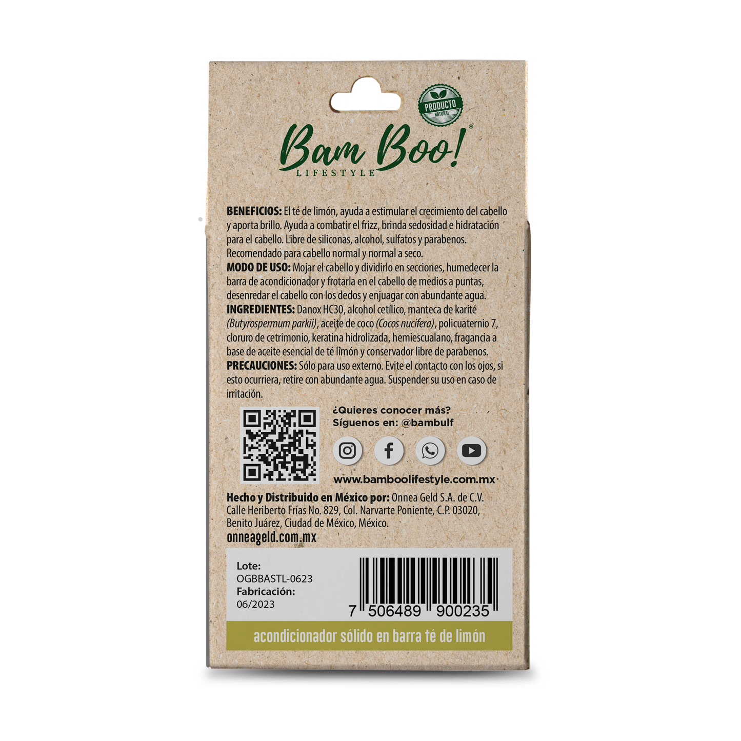 Solid Conditioner Lemon Tea 80 g Bam Boo! Lifestyle