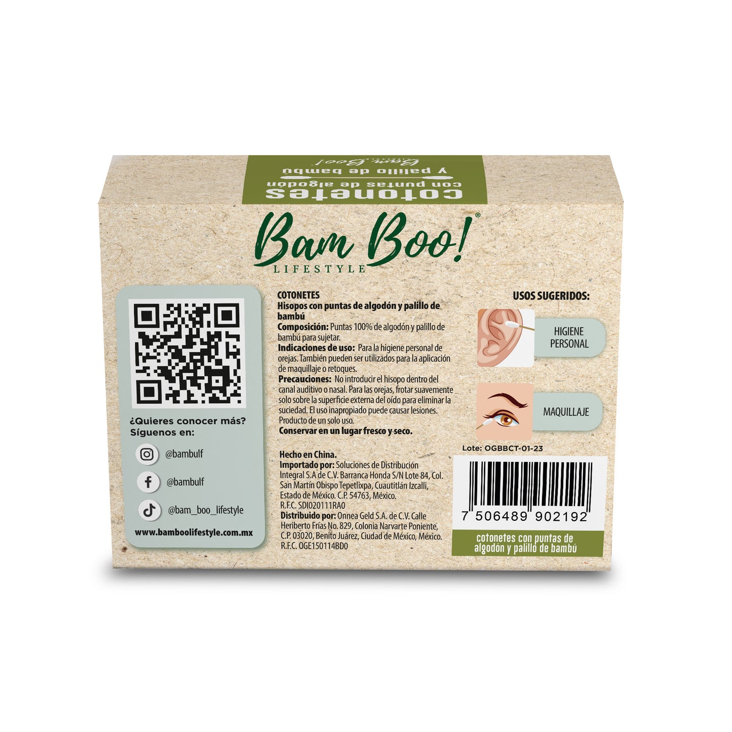 Cotonetes De Bambú Hisopos Algodón 200 Pz Bam Boo! Lifestyle