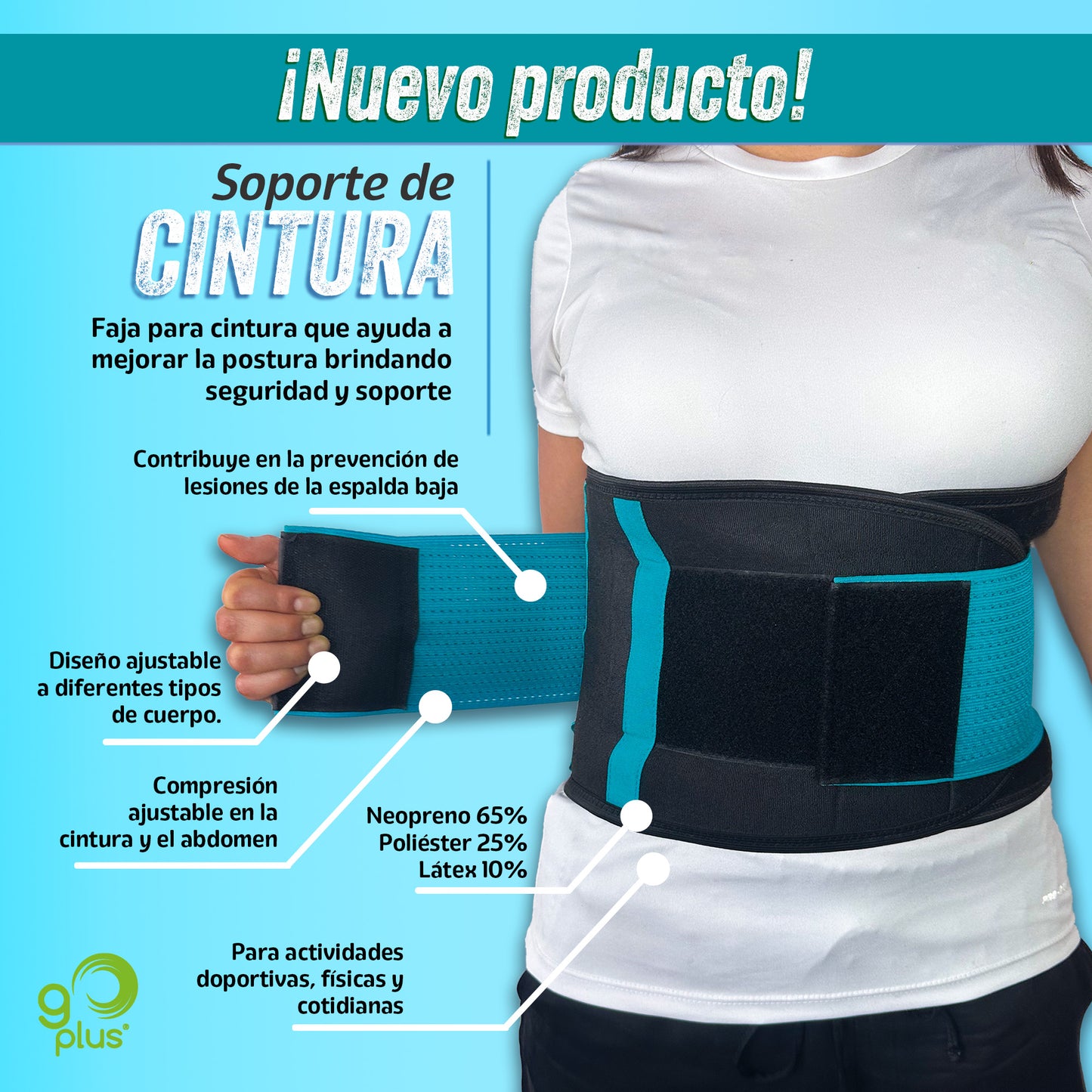 Soporte De Cintura Faja Lumbar Deportiva Cinturón Go Plus