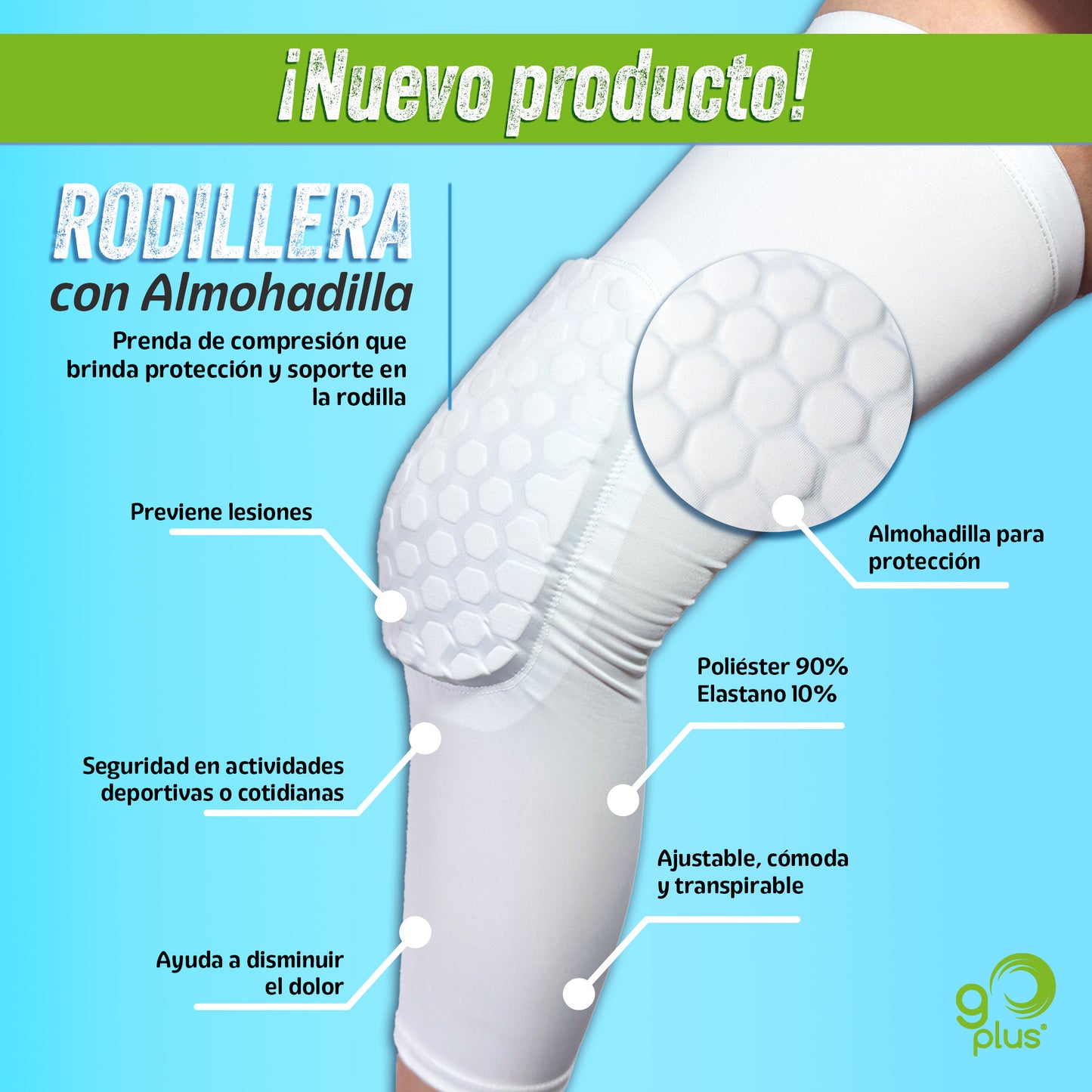 2 Pack Rodillera Deportiva de Compresión con Almohadilla Go Plus