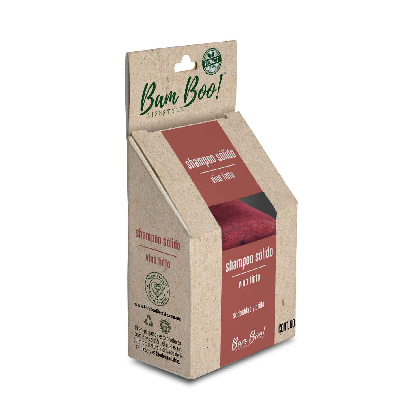Handmade Solid Shampoo Red Wine 80 g Bam Boo! Lifestyle