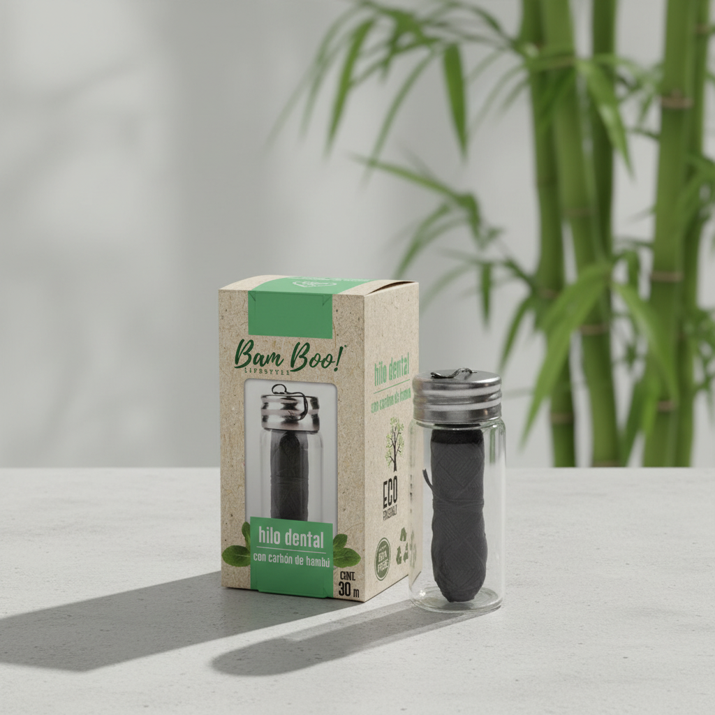 Hilo Dental con Carbón de Bambú 30 m Bam Boo! Lifestyle | Encerado Sabor Menta