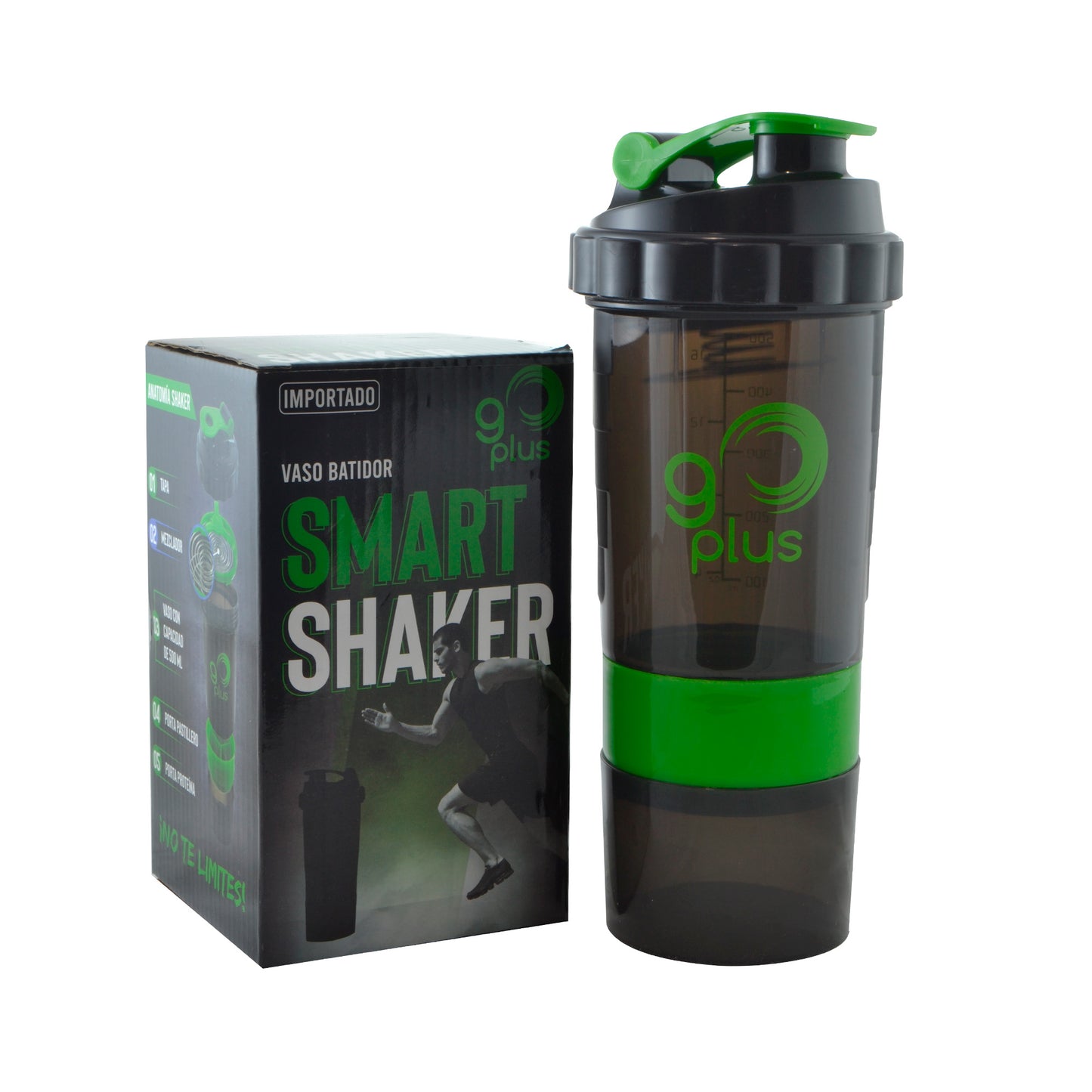 Smart Shaker Mezclador de Proteína Deportivo Verde Go Plus