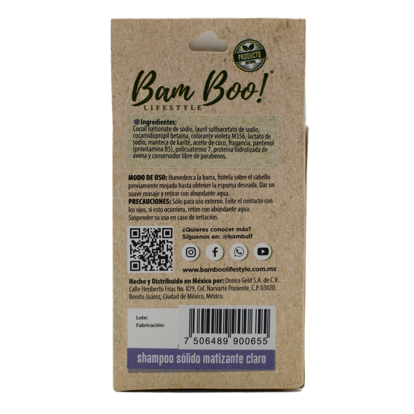 Handmade Solid Shampoo Light Matting 80 g Bam Boo! Lifestyle