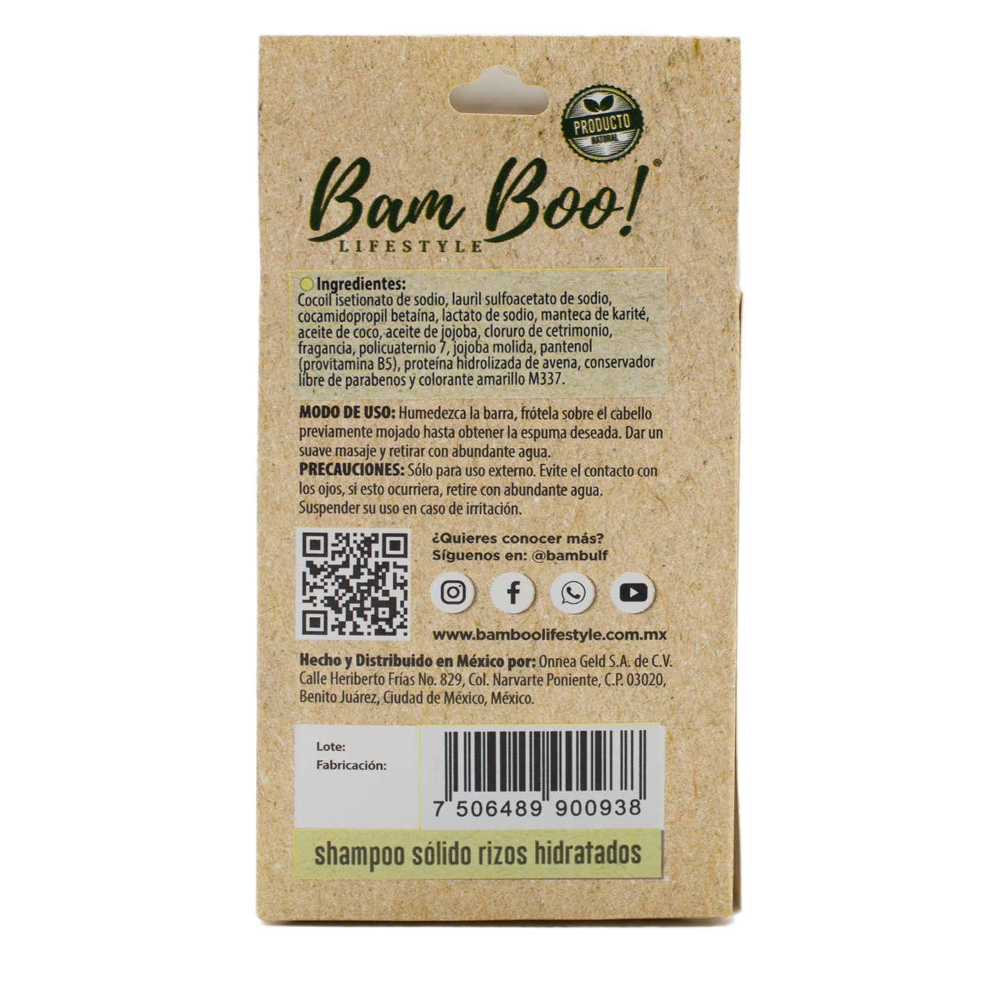Handmade Solid Shampoo Hydrated Curls 80 g Bam Boo! Lifestyle