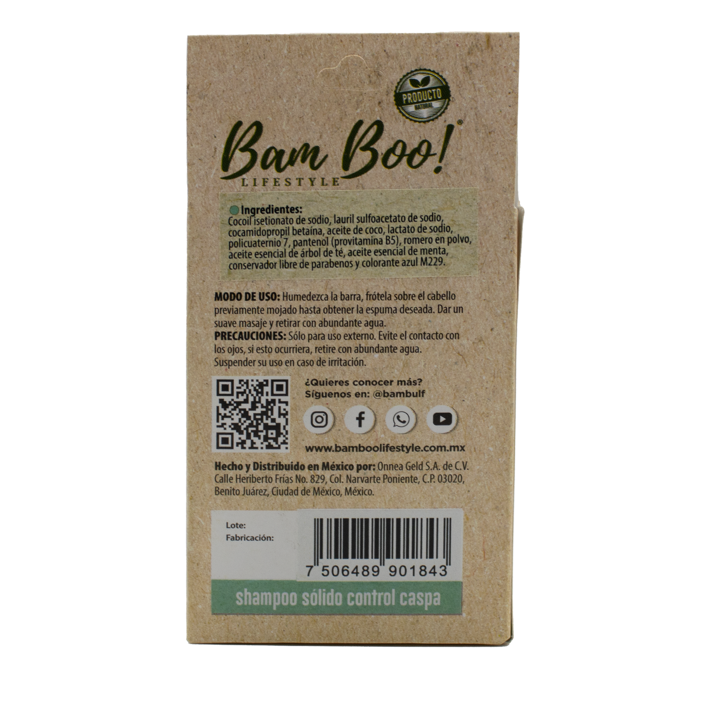 Handmade Solid Shampoo Control Dandruff 80 g Bam Boo! Lifestyle