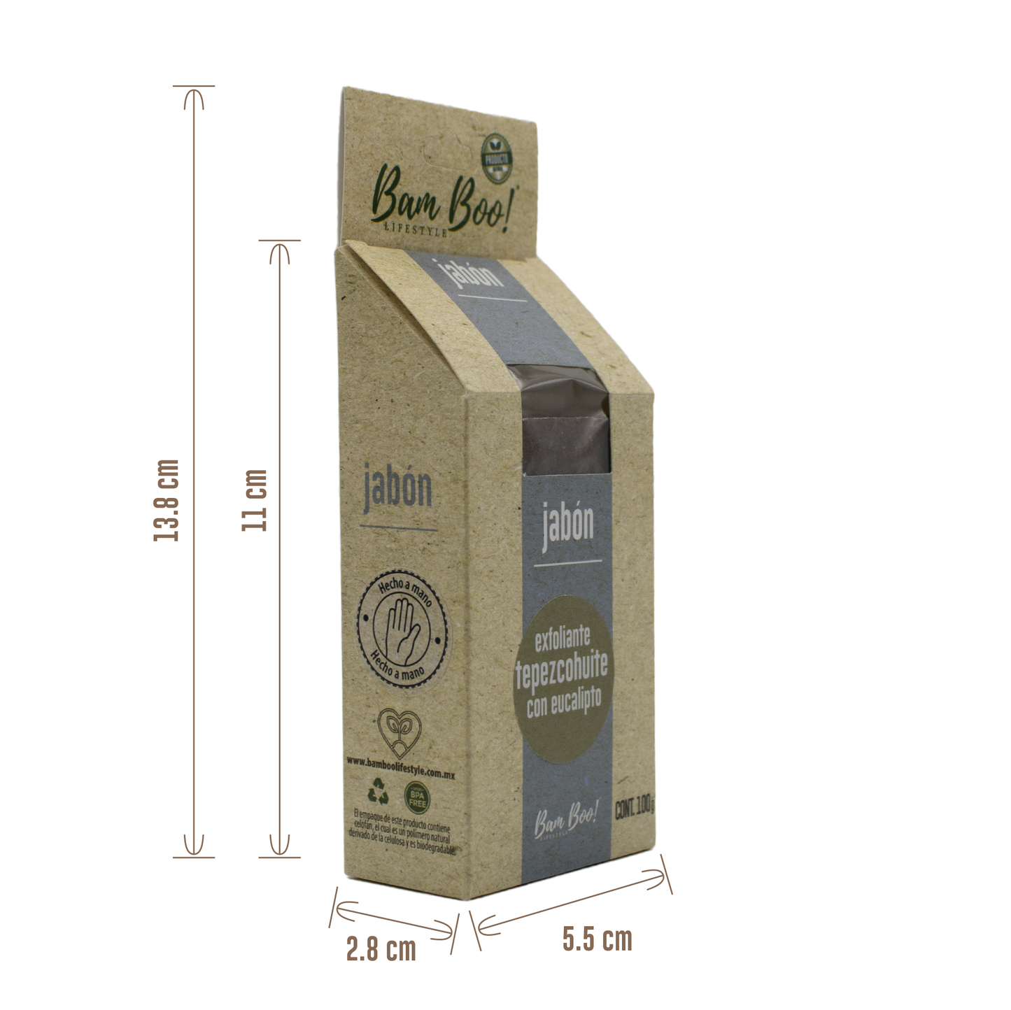 Jabón Exfoliante Tepezcohuite Eucalipto 100 g Bam Boo! Lifestyle