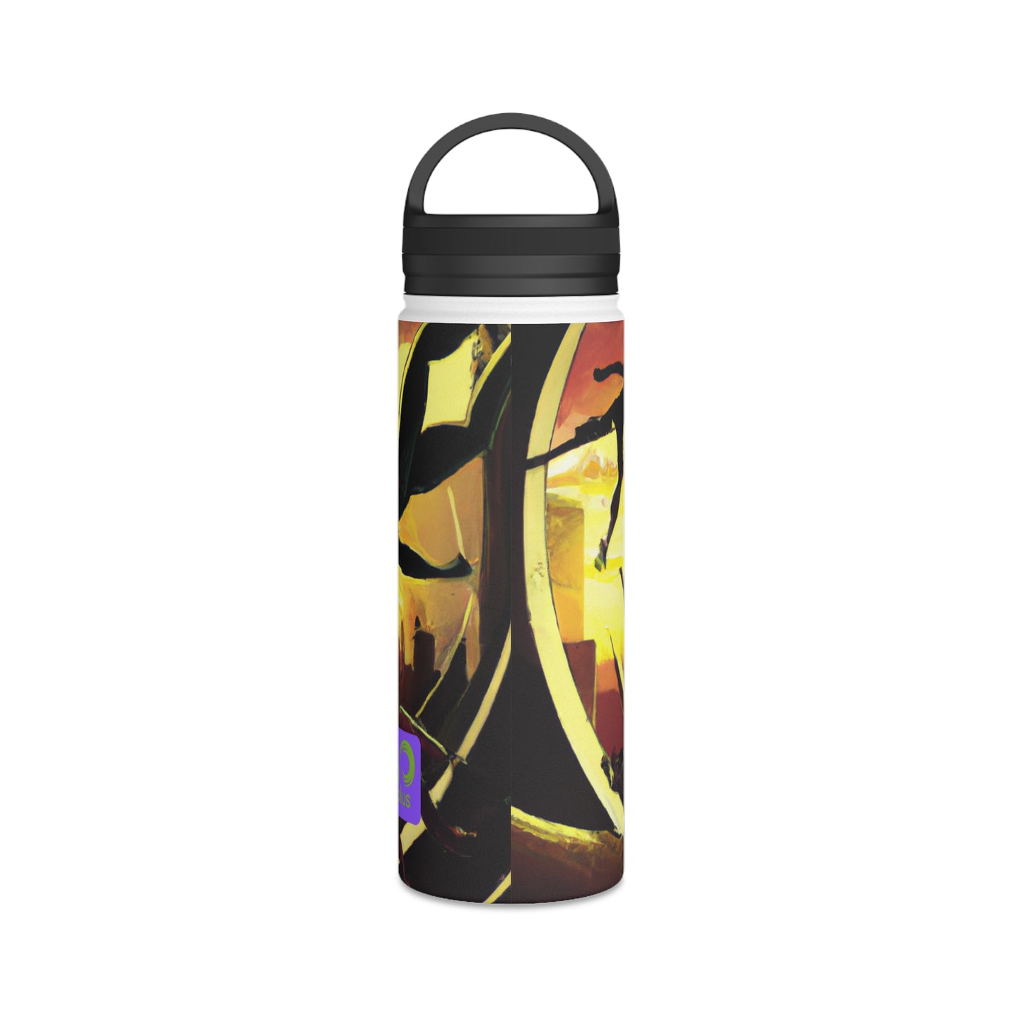 "Motion and Majesty: A Sports Art Fusion" - Go Plus Stainless Steel Water Bottle, Handle Lid