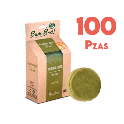 100 Pack Shampoo Sólido Artesanal Aloe Vera 80 Gr Mayoreo Bam Boo! Lifestyle