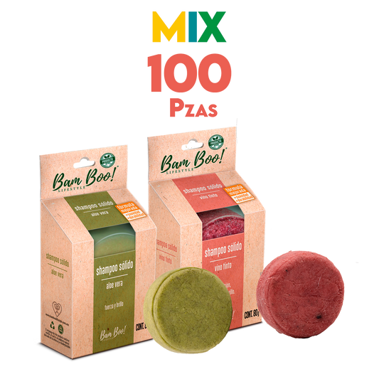 100 Pack Mix Shampoo Sólido Artesanal 80 G Mayoreo Bam Boo! Lifestyle