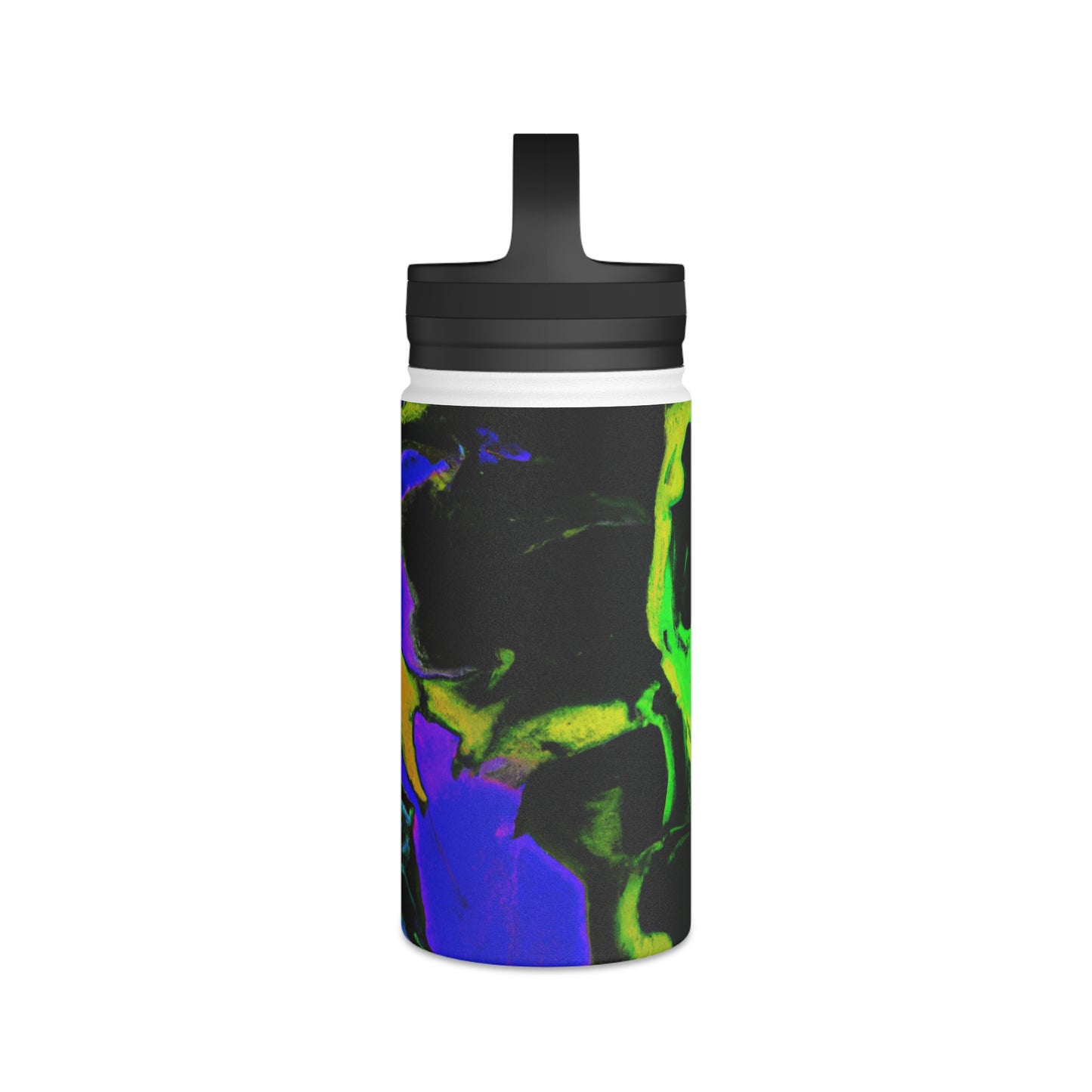 "Dynamic Sport Through Abstract Vision" - Go Plus Stainless Steel Water Bottle, Handle Lid