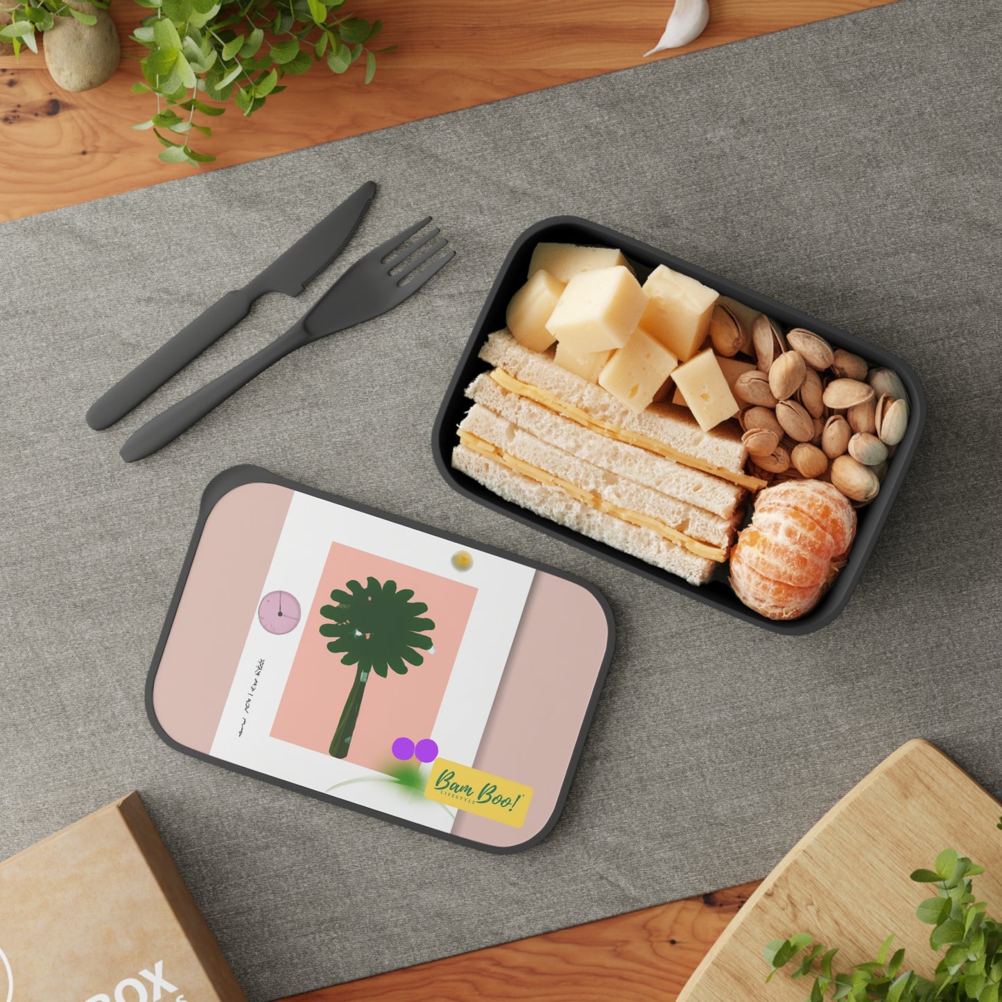 "Patterns of Nature, Unveiled Abstraction" - Bam Boo! Lifestyle Eco-friendly PLA Bento Box with Band and Utensils