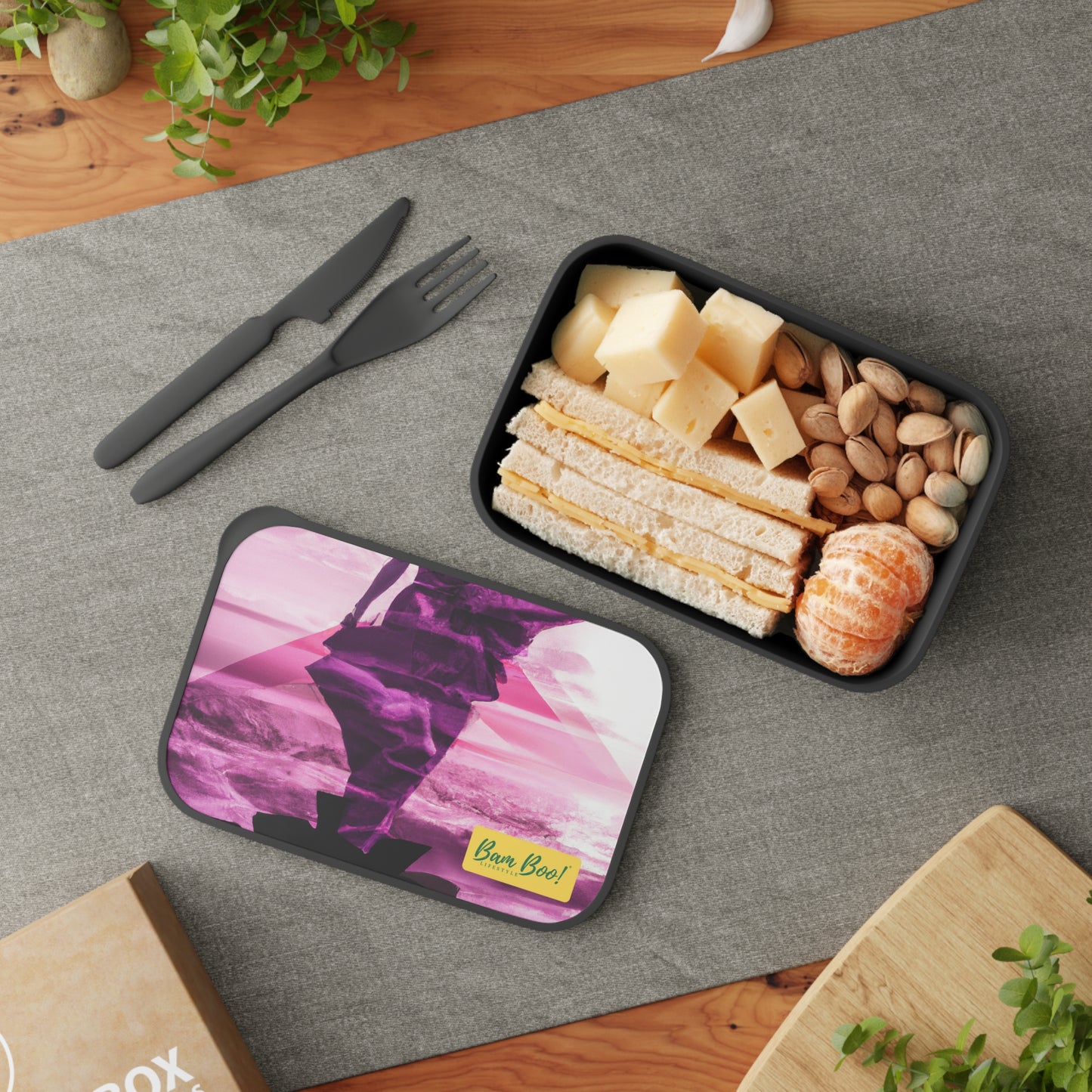 "The Timeless Mosaic" - Bam Boo! Lifestyle Eco-friendly PLA Bento Box with Band and Utensils