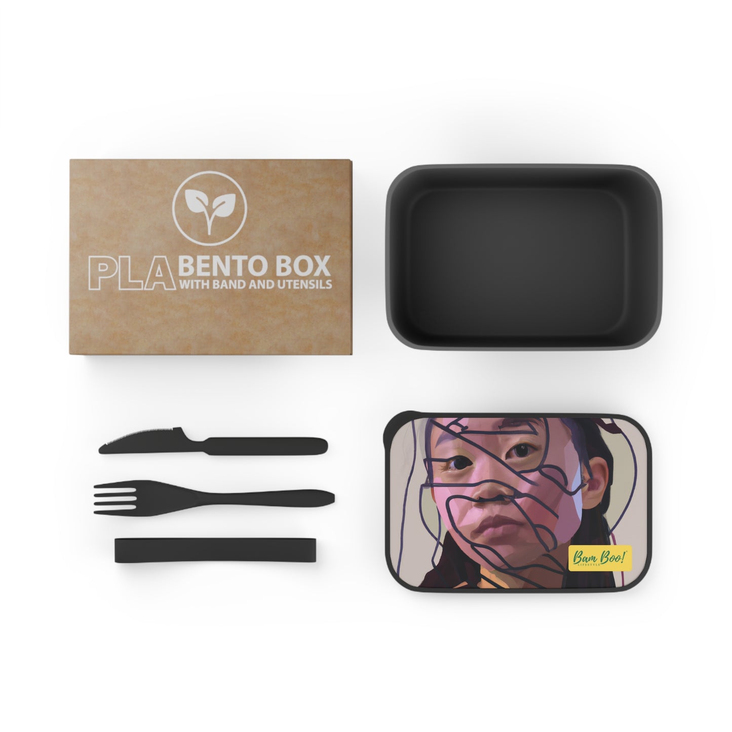 "The Modern Me: Combining Art and Technology." - Bam Boo! Lifestyle Eco-friendly PLA Bento Box with Band and Utensils