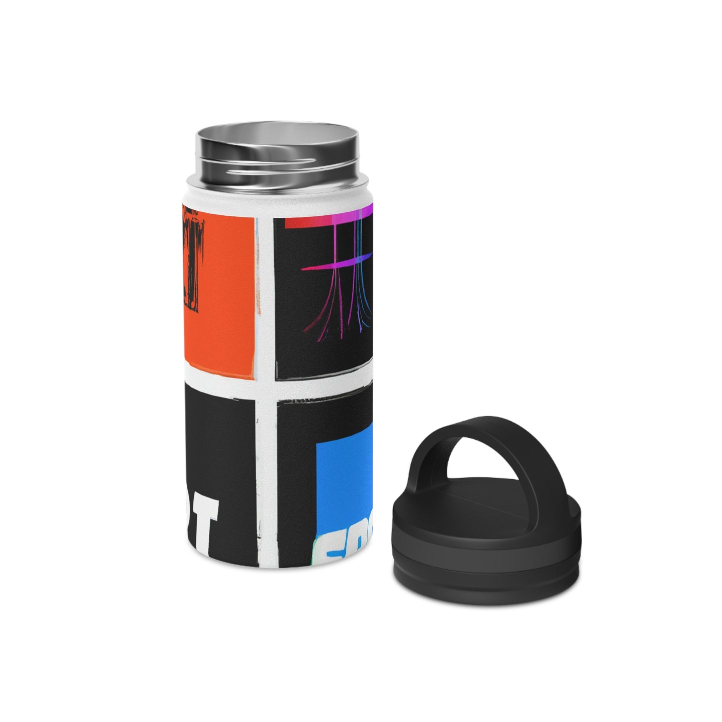 "Athletic Abstractions: Artistic Interpretations of the Sporting World" - Go Plus Stainless Steel Water Bottle, Handle Lid