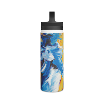 "Dynamic Sporting Vibrance" - Go Plus Stainless Steel Water Bottle, Handle Lid