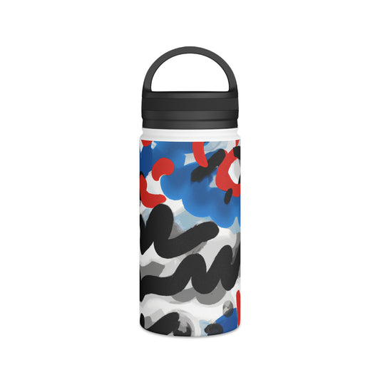 "Energetic Motion: A Dynamic Sports Art Masterpiece" - Go Plus Stainless Steel Water Bottle, Handle Lid