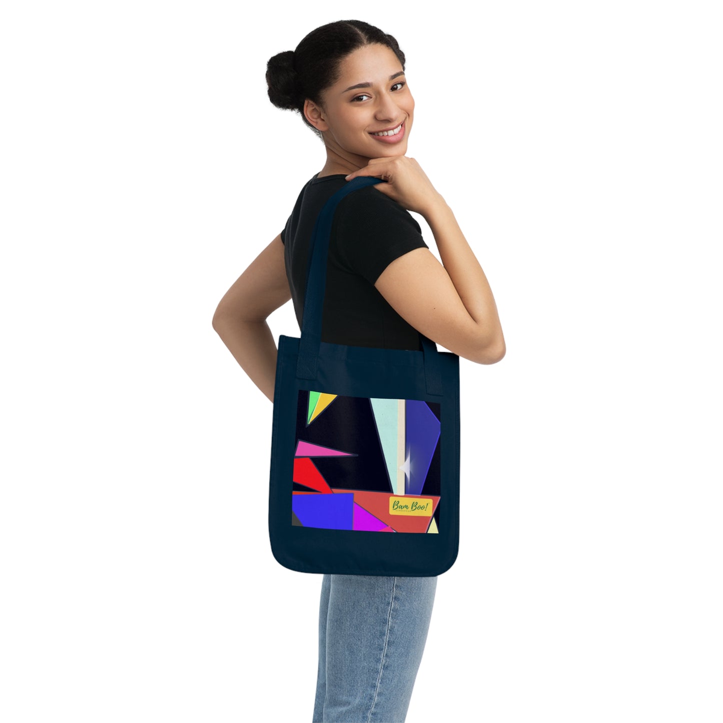 "Intertwined Nature and Technology: A Geometric Masterpiece" - Bam Boo! Lifestyle Eco-friendly Tote Bag