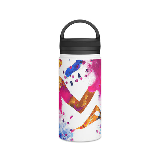 "Energized by the Action: A Sport-Inspired Artwork" - Go Plus Stainless Steel Water Bottle, Handle Lid