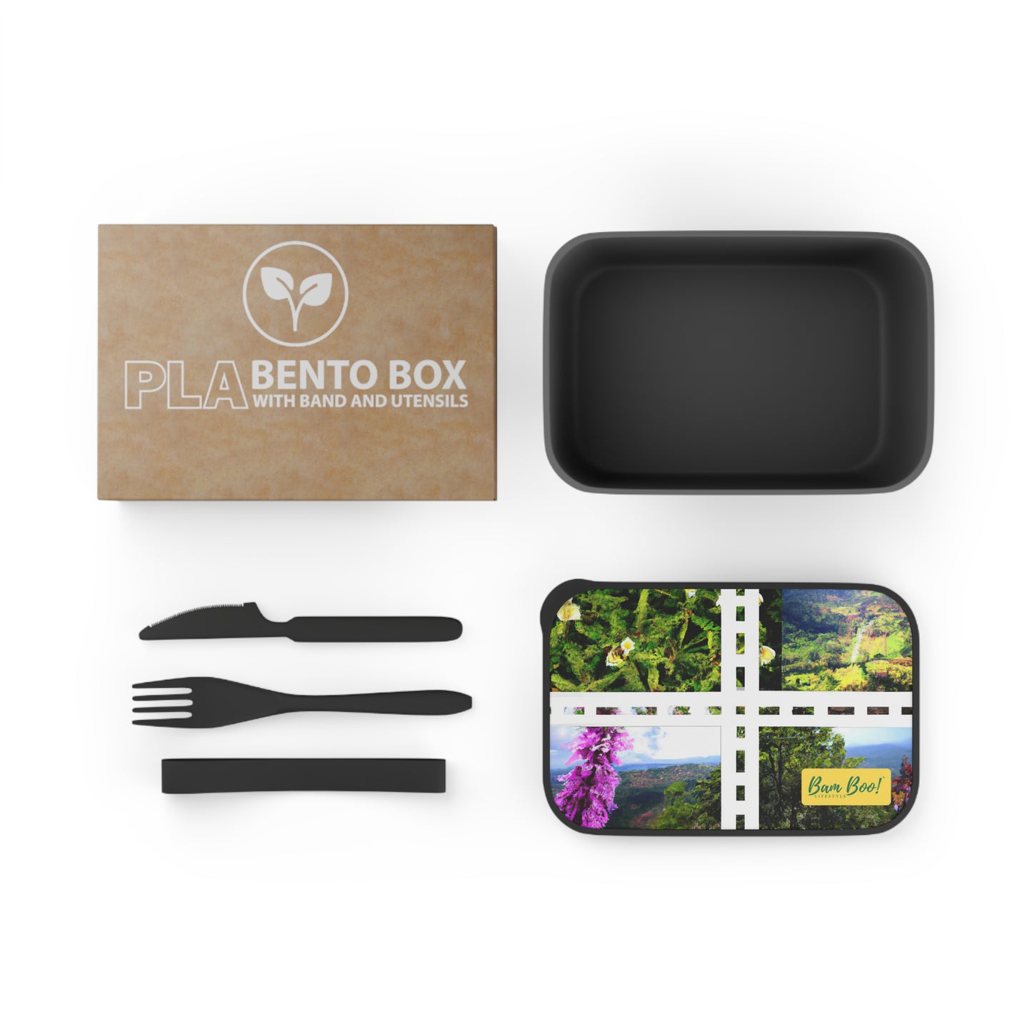 "Picture Perfect: Blending Art and Photography Into a Unique Collage" - Bam Boo! Lifestyle Eco-friendly PLA Bento Box with Band and Utensils